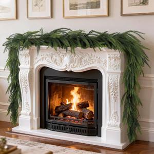 Artificial Norfolk Pine Garlands, 2 Pcs 6 Ft Real Touch Realistic Christmas Garlands, Winter Green Greenery Garlands for Mantle, Table, Wall, Outdoor, Indoor Christmas Decorations (6 FT, 2)