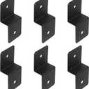 6 PCS Black Post to Beam Z Tie Plate,Deck Joist Tie Plate Fit 2x4 Cross Joist and 4x4 Post,13 Gauge Metal Joint Corner Brace for Roofing Trusses Wood Timber Connectors