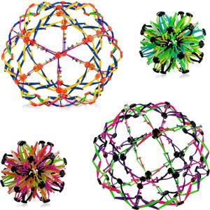 4E's Novelty Expandable Breathing Ball Sphere (4 Pack) Toy for Kids Stress Reliever Fidget Toys Colors May Vary for Yoga Anxiety Relaxation Expands from 5.6" to 12"