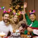 Lighting Up Christmas Headbands, Reindeer Antler Santa Hat Bow Hair Hoop for Xmas Party Favors Decorations