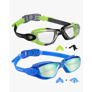 EverSport Kids Swim Goggles, Pack of 2 Swimming Goggles for Children Teens, Anti-Fog Anti-UV Youth Swim Glasses for Age4-16