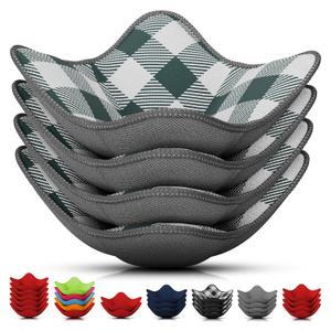 4 Pcs Microwave Bowl Cozy Holders  Microfiber Fabric Bowl Holders for Hot Food, Fits Most Bowls up to 6.5" & Plates 7.1"  Protect Hands from Hot Dishes, Soft Feel for Safe & Convenient Kitchen Use (Grey Pattern)