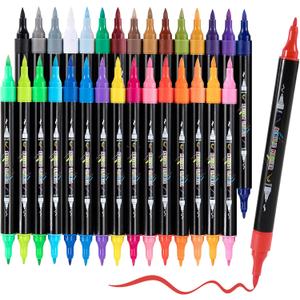 Acrylic Paint Markers,30 Colors Dual Tip Paint Pens for Wood, Canvas, Stone, Rock Painting, Glass, Ceramic Surfaces, DIY Crafts Making Art Supplies