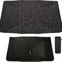 Black Leopard Windshield Sun Shade Umbrella Animal Skin Print Foldable Car Front Window Sunshade Blocks UV Rays Heat Keep Vehicle Cool (55" x 27.5")