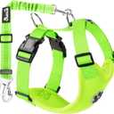Lukovee Dog Seat Belt for Car, Adjustable Dog Car Harness for Large Medium Small Dogs, Soft Padded & Breathable Mesh Dog Seatbelt with Car Strap and Carabiner(Lime Green Double Clip,Small) (B8- Lime Green (Double Clip 2 in 1))
