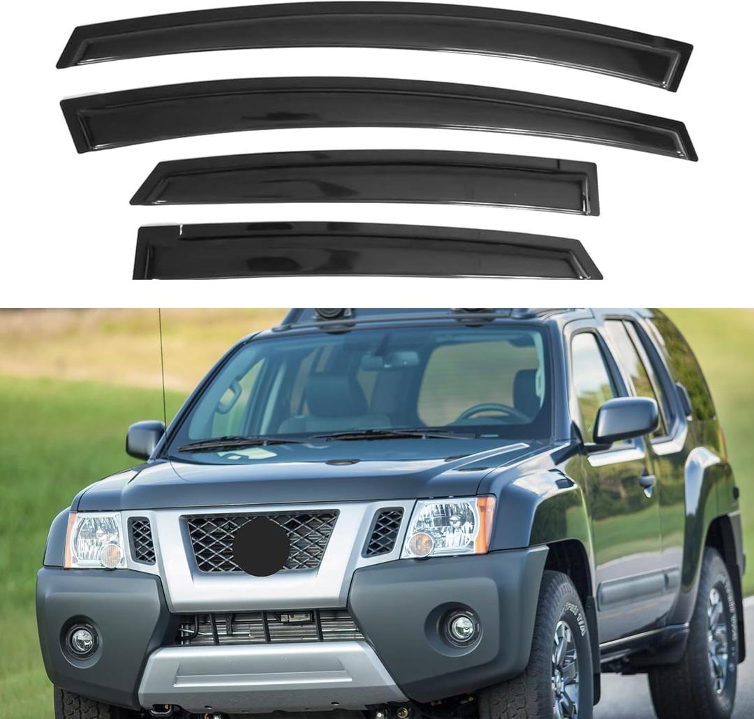 IG Window Visors Fit for 2005-2016 Nissan Xterra, Out-Channel Rain Guards Vent Wind Deflectors 4PC, Car Accessories for 05-16 Xterra