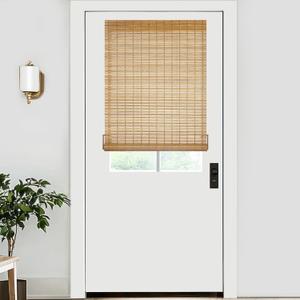 LazBlinds No Tools No Drill Bamboo Roller Shades, Cordless Bamboo Blinds, Light Filtering Roll Up Blinds for Windows, French Door, Porch or Patio, 26'' W x 40'' H, Squirrel