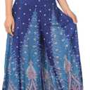 Lannaclothesdesign Palazzo Pants for Women Wide Leg Boho Harem Yoga Pants S M L XL Sizes (Blue, M)