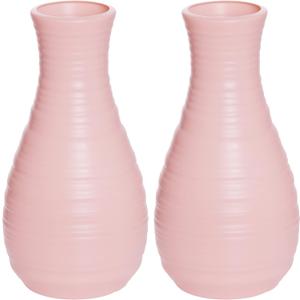 2 Pack Composite Plastics Flower Vase, Unbreakable Ceramic Look Vase for Home Decor Centerpieces, Arranging Bouquets (Pink)