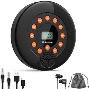 CD Player Portable, Rechargeable Portable CD Players for Home, Built-in Speakers and Headphones Supports CD/U Disk/AUX/A-B Repeat/LCD Display/10 Speeds/Anti Skip, for Home/Car CDP-3030