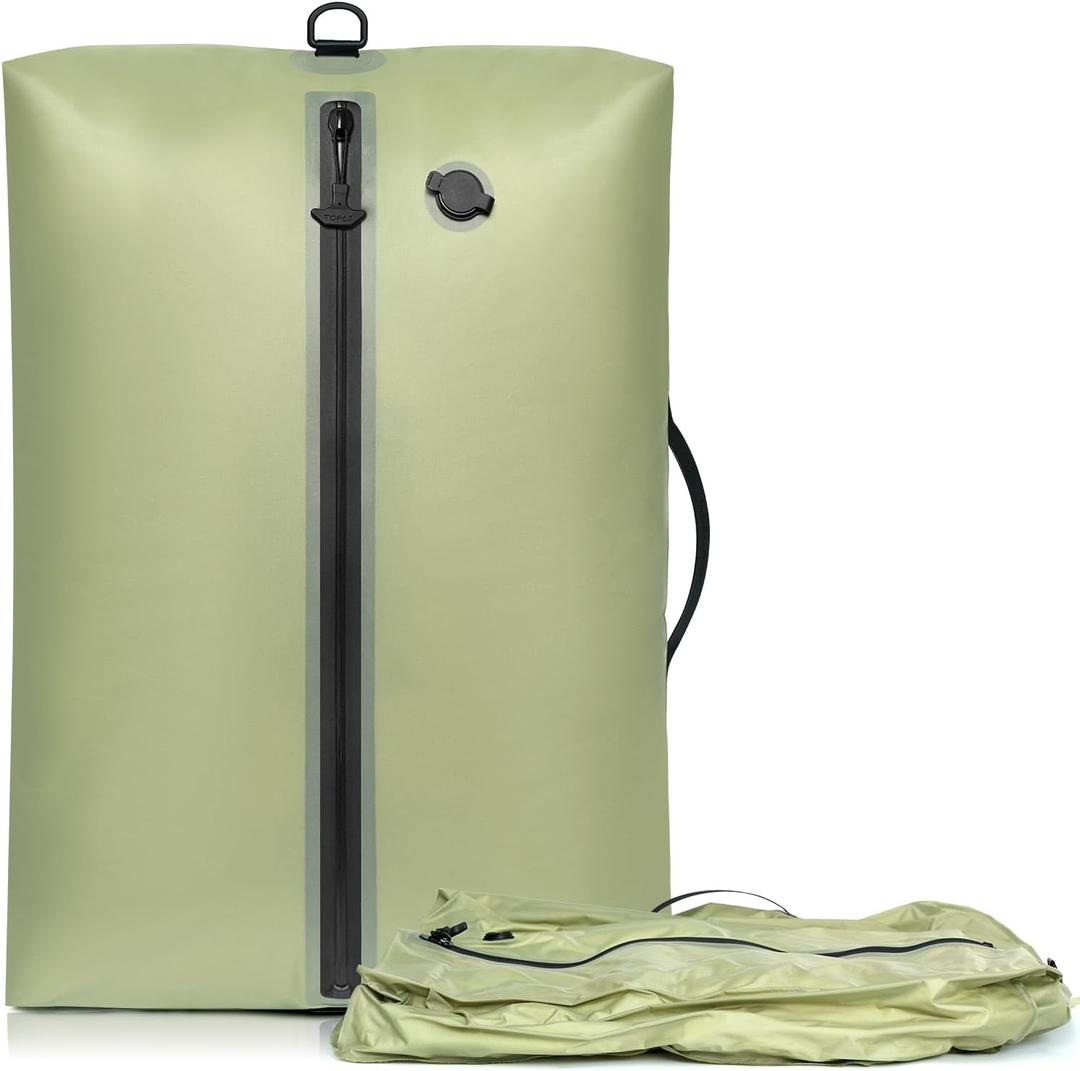 BAGAIL TPU Vacuum Bag for Travel, Reusable Compression Bag with IPX8 Waterproof Zipper, Save Space for Suitcase, Backpack and Carry on (Green, ExtraLarge, No Pump)