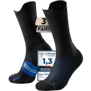 Mens Bamboo Viscose Coolmax Crew Compression Running Socks Athletic Hiking Workout Moisture Wicking Anti-Blister (Large, Gradient Blue)