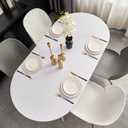 Fitted White Oval Tablecloth with Elastic 48x68 Inch Outdoor Table Cover Spandex Stretchy Solid Color Fabric Dining Table Cloth for Party Wrinkle Free Non Slip