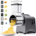 6-In-1 Electric Cheese Grater, Salad Shooter with 6 Different Shapes of Blades, 250W Automatic Cheese Shredder, Rotary Switch Kitchen Electric Slicer for Cheese, Fruits, Vegetables, Smoothie