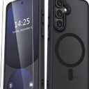 YENAPOON for Samsung Galaxy S24 FE Case, Matte Magnetic Phone Case with 1 Screen Protector, Support for Magsafe, Translucent Frosted Slim Shockproof Protective Cover for Samsung Galaxy S24 FE, Black