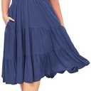 Moon Wood Womens Plus Size V Neck Ruffle Midi Dress 2025 Summer Casual Flowy Tiered Dresses with Pockets 3XL