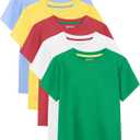 5 Pack Boys Shirts Cotton Short Sleeve T-Shirts for Boys Kids Toddler Tees Clothes Summer Tops, Size 12-14Y