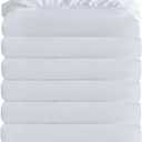 White Bulk Twin Fitted Sheet Only Deep Pocket 6 Pack, Quick Sort Bottom Bed Sheets Color-Coded Label Threads, Soft Brushed Microfiber Hotel Motel Airb&bs Essentials for Hosts, 39"x75"