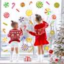 Christmas Candy Window Stickers Decorations Hot Stamping Lollipop Peppermint Window Clings Christmas Peppermint Candy Wall Decals for Xmas Winter Candyland Party Decorations (34 Pcs)