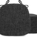 SINOSSO Thickened 2.5" Dining Chair Cushions, Soft Blended High Density Support Foam Kitchen Seat Cushions with Ties, U-Shaped Non-Slip Indoor Chair Pads, 16.5" x 16", 4 PCS, Black-Gray