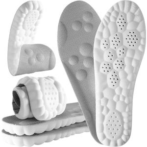 4D Cloud Steppers Insoles for Men and Women - Shock Absorption Inserts, Soft Anti-Fatigue, Relieve Foot Pain, Memory Foam Insoles for Shoes, Boots & Sneakers (Gray, Men: US 4-7/ Women: US 5-8.5)