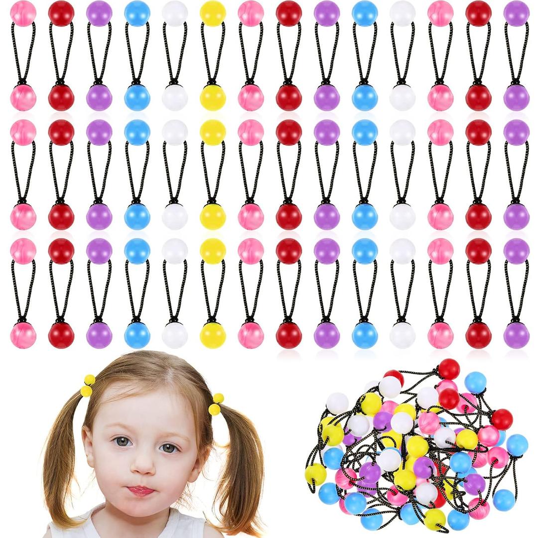 36 Pieces Hair Ties Balls Ponytail Holders Colorful Twin Bead Ponytail Balls 80s 90s Elastic Hair Accessories for Baby Kid(12 mm, Multicolor)