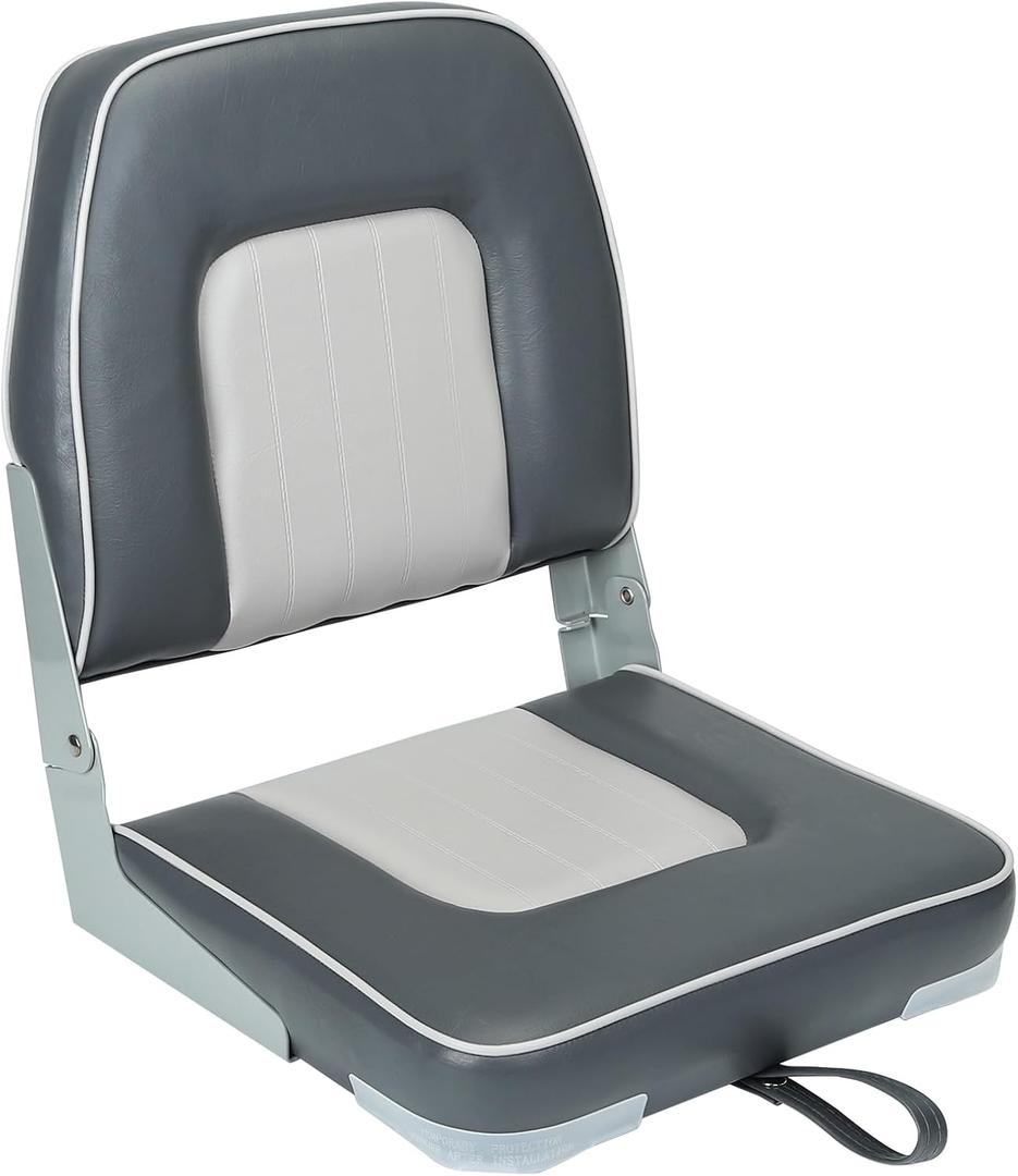 Classic Low Back Fishing Boat Seat with Backrest Folding Boat Chair Marine Bass Jon Boat Seats