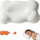 Mellow Sleep Pillow for Neck Support Cloud Pillow Memory Foam Cervical Pillow with Cooling Pillowcase, Adjustable Height for All Sleeping Positions