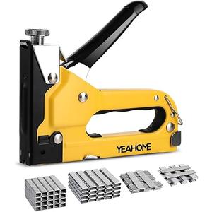 Upholstery Staple Gun Heavy Duty, YEAHOME 4-in-1 Stapler Gun with 4000 Staples, Manual Brad Nailer Power Adjustment Stapler Gun for Wood, Crafts, Carpentry, Decoration DIY