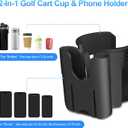 Golf Cart Cup Holder with Phone Holder, 2-in-1 Adjustable Universal Cup Phone Holder Front and Rear Seat Armrest Kit Accessories Compatible for EZGO/Club Car/Yamaha & Most Golf Carts
