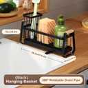 Stainless Steel Kitchen Sink Caddy, Kitchen Sponge Holder, with High Brush Holder, Adjustable Divider, Tilted Drain Pan, Multifunctional Sink Accessories, for Sponge, Soap, Dish Brush, Grey (black)