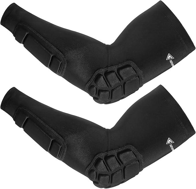 Newbyinn Padded Arm Sleeves 2 Pack, Elbow Forearm Crashproof Pads for Football Basketball Volleyball Soccer, Small