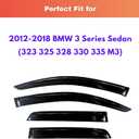 KPY Rain Guards Fit for 2012-2018 BMW 3 Series Sedan, Out-Channel Window Visors Vent Wind Deflectors 4PC, Car Accessories for 12-18 BMW 323 325 328 330 335 M3