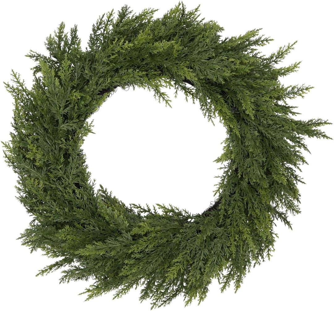 26 Inch Christmas Wreath for Front Door, Thickened Realistic Cedar Pine Christmas Wreath Outdoor Indoor, Artificial Winter Wreath for Thanksgiving & Christmas Decor, Christmas Door Decorations