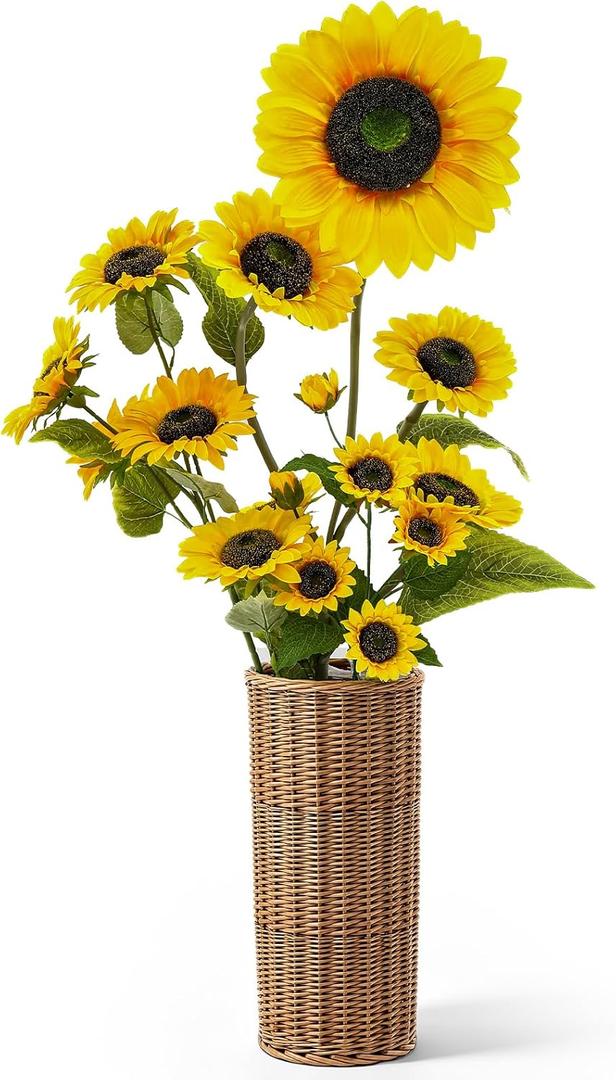 Riceshoot 4ft Large Artificial Sunflower with Woven Basket
