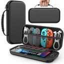 MoKo Carrying Case for Nintendo Switch 2(2025), Protective Hard Shell Portable Travel Carry Case Pouch holds 10 Cartridges with Pockets for Switch 2 Accessories and Games, Black