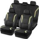 Skechers Memory Foam Car Seat Covers, Air Cool Mesh Thick Seat Covers, Car Seat Protector Full Sets, Airbag Compatible, Automotive Comfort Protection for Most Cars,Vans,Trucks, SUVs,Beige