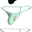 Lustrous Men's G-String Ultra-Slim Straps Thong V-Shaped Seam Sexy Pouch Blue (Black/Green/Pink) XL
