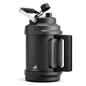 1 Gallon Insulated Water Bottle for Travel: 2-in-1 Straw Spout Lid, Dual Handle, Leakproof, Keep Cold 48H, 128oz Stainless Steel Water Jug for Gym, Biking, Road Trip, Work, Home, Picnic (Midnight)