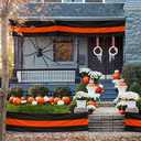 Fall Bunting Thanksgiving Day Dcor Autumn Banner Halloween Bunting Flag- 3 Stripe Orange & Black Bunting Flags Trick or Treat Decor Outside Wall Garden Porch Indoor Home - 24" x 240"