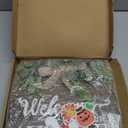 Interchangeable Seasonal Welcome Sign Front Door Decoration, Rustic Round Wood Wreaths Wall Hanging Outdoor, Farmhouse, Porch, for Spring Summer Fall All Seasons Holiday Halloween Christmas. (12 Inch, 01blown)