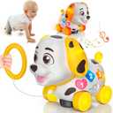 Baby Toys 6-12 Month, 1st First Birthday Gift for 1 Year Old Boys Girls, Musical Crawling & Walking Puppy Toy 6 7 8 9 10 12-18 Month Old Bilingual Learning Developmental Toy (Yellow/White/Brown)