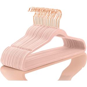 MIZGI Premium Velvet Hangers (30 Pack) Heavy Duty - Non Slip Felt Hanger - Blush Pink - Rose Gold 360 Degree Swivel Hooks,Space Saving Clothes Hanger,Durable Strong for Suits,Coats,Dress