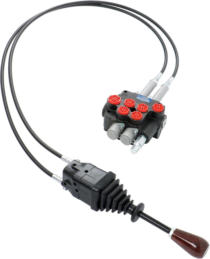 2 Spool P80 Hydraulic Control Valve Remote Control Double Acting 1.5m Cable Joystick for Construction and Agricultural Equipment