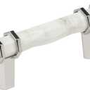 Amerock Carrione 3 inch (76mm) Center-to-Center Marble White/Polished Nickel Cabinet Pull, BP36639MWPN
