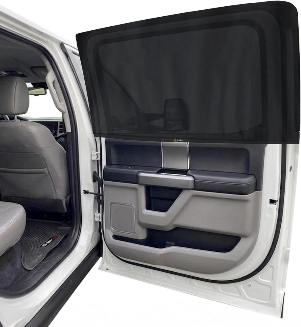 EcoNour Car Side Window Sun Shade (Pack of 2) | Stretchable & Breathable Car Window Screens for Complete Sun & Privacy Protection | Fits Most Truck, SUV and Minivan (XL 24" x 38")