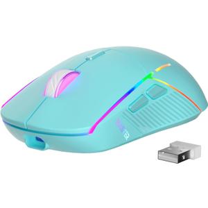 FFJ Wireless Gaming Mouse, 24000 DPI, Tri-Mode 2.4G/USB-C/Bluetooth 5.3 Gaming Mouse Wireless, RGB Programmable Mouse Gamer, 75Hrs Battery Life, Rechargeable Gaming Mice for PC, Mac, PS5, Xbox - Mint