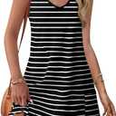 OFEEFAN Womens Summer Dresses 2026 V Neck Sleeveless Sundresses with Pockets Beach Vacation Clothes Floral/Plain (Black, L)