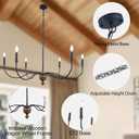 Black Farmhouse Chandelier Light Fixture, 6-Light Large Hanging Pendant Lights, Modern Candle Light Chandelier for Dining Room, Living Room, Bedroom, Foyer, Kitchen Island