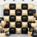 Black Gold Square Foil Balloon Wall,25Pcs Champagne Gold Double Sided Foil Balloons Backdrop Helium Tunnel Arch Garland Kit for New Year Eve Birthday Bridal Anniversary Graduations Party Decorations